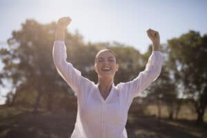 a woman showing her confidence
