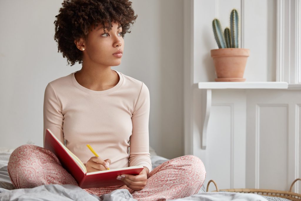 A Lady Reflecting On Her Thoughts 