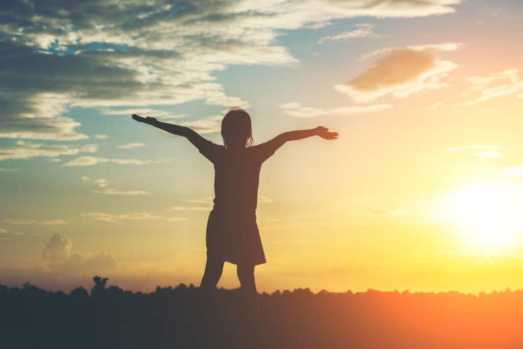 A Little Girl Being Grateful, As It Is One Of The Key Steps To Stop Overthinking